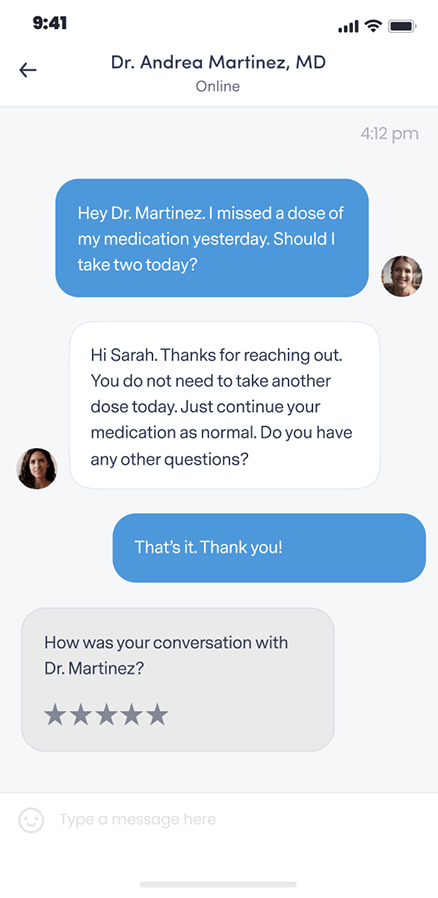 Brightside app - Anytime Messaging